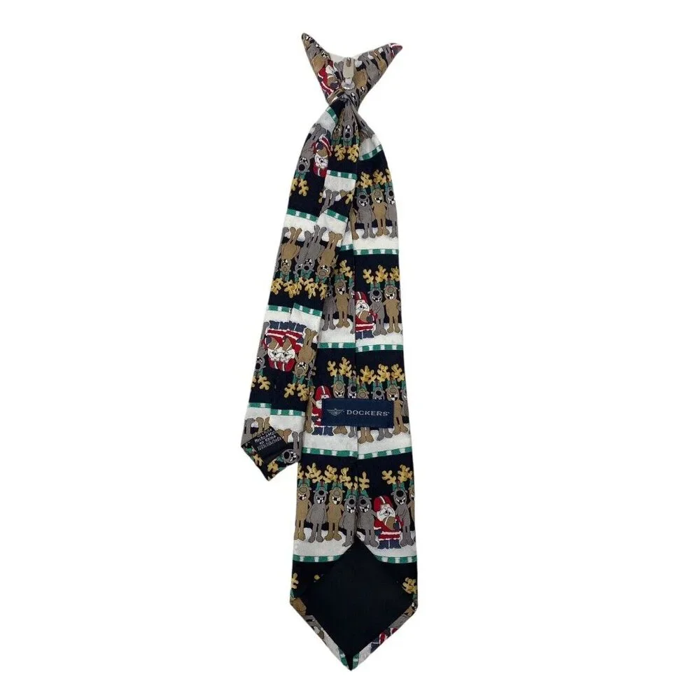 Dockers Boys Christmas Football‎ Silk Clip On Tie Santa Reindeer FUN 14